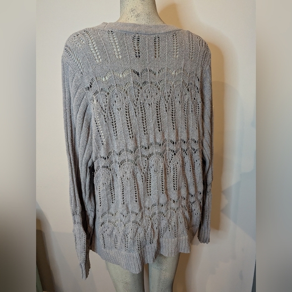 NWT Torrid Women's Grey Sweater Pointelle Cardigan V-Neck Sweater Size 3x - Picture 9 of 15